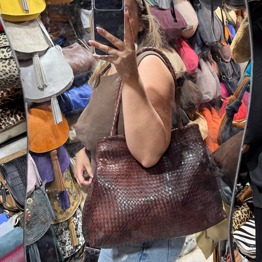 Sac en cuir tressé artisanal