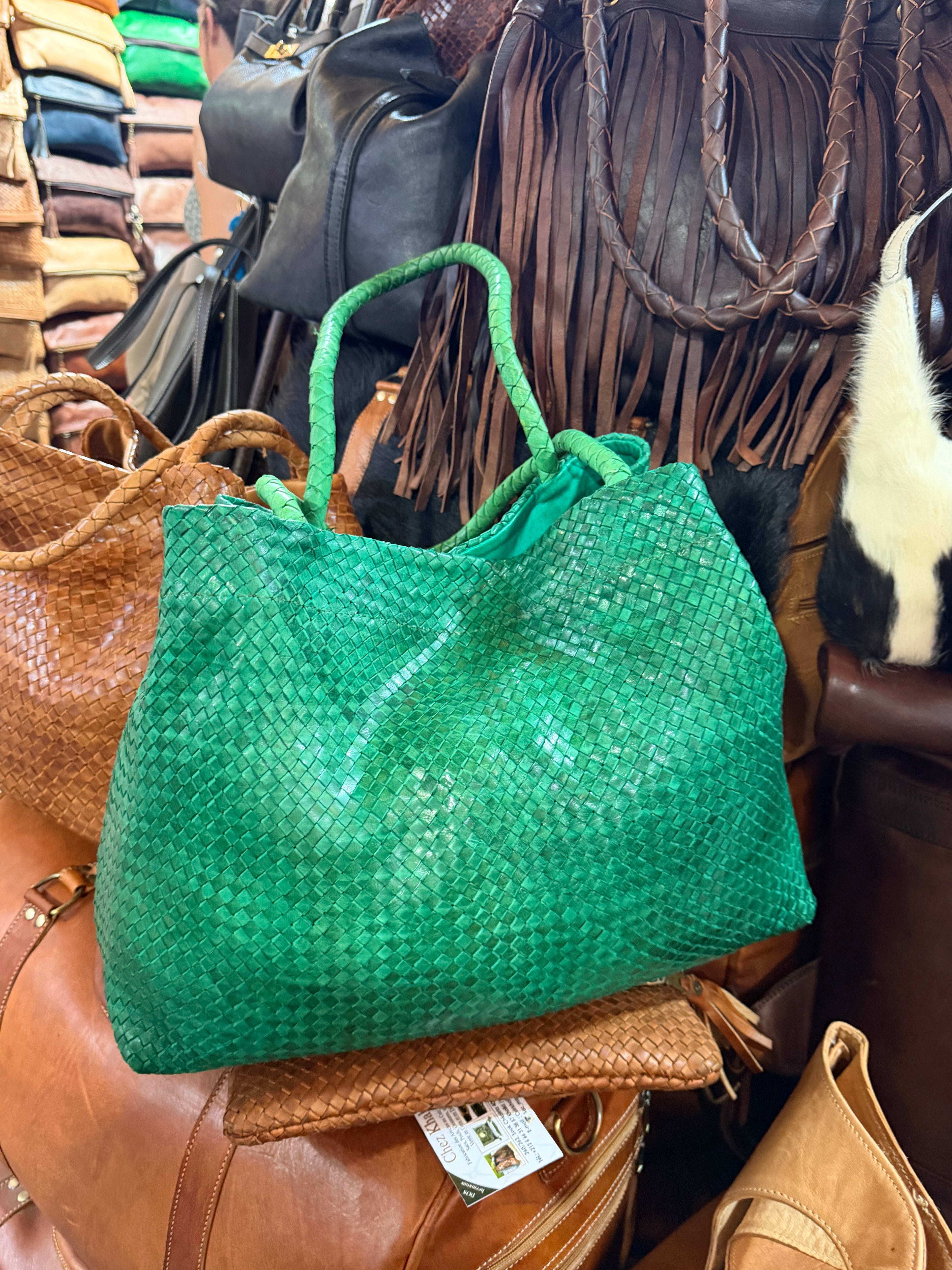 Sac en cuir tressé artisanal